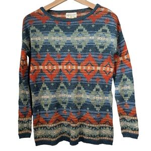 Denim & Supply Ralph Lauren Geometric Knit Sweater - Blue and Orange